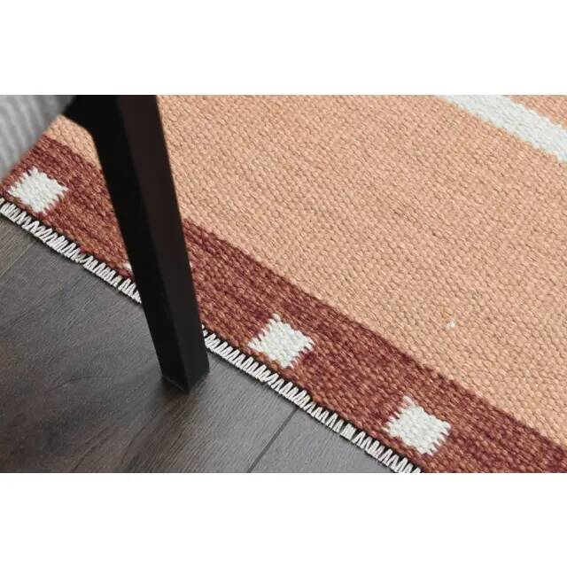 1970s Vintage Turkish Oushak Handmade Wool Cotton Orange Area Rug 173x223