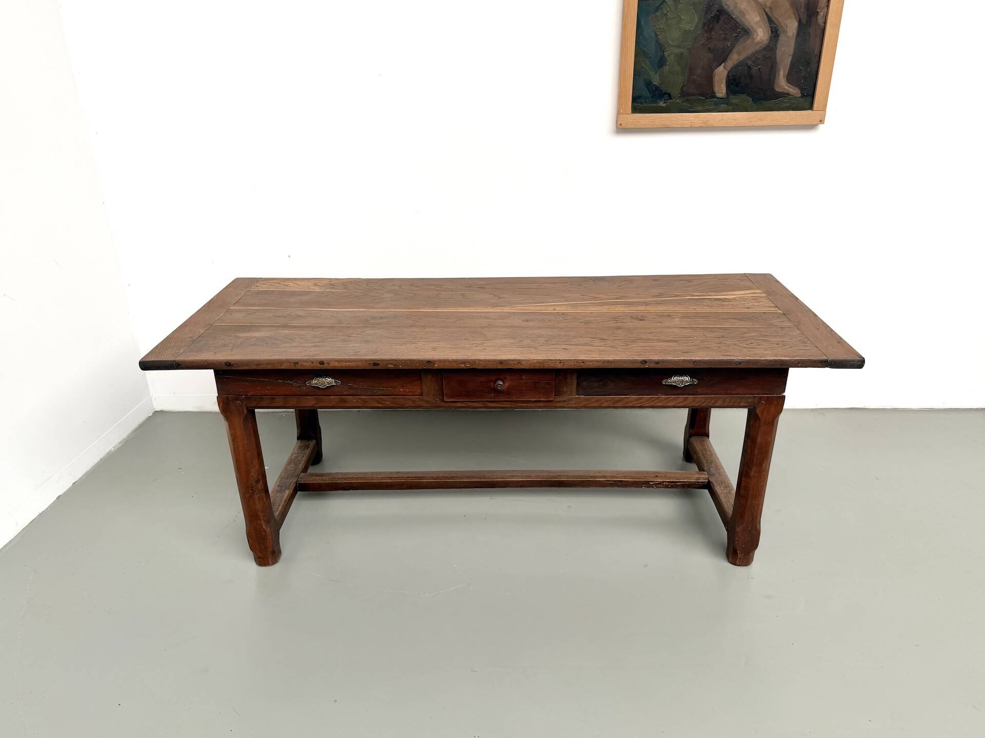 Farmhouse table, solid oak, 20th century.