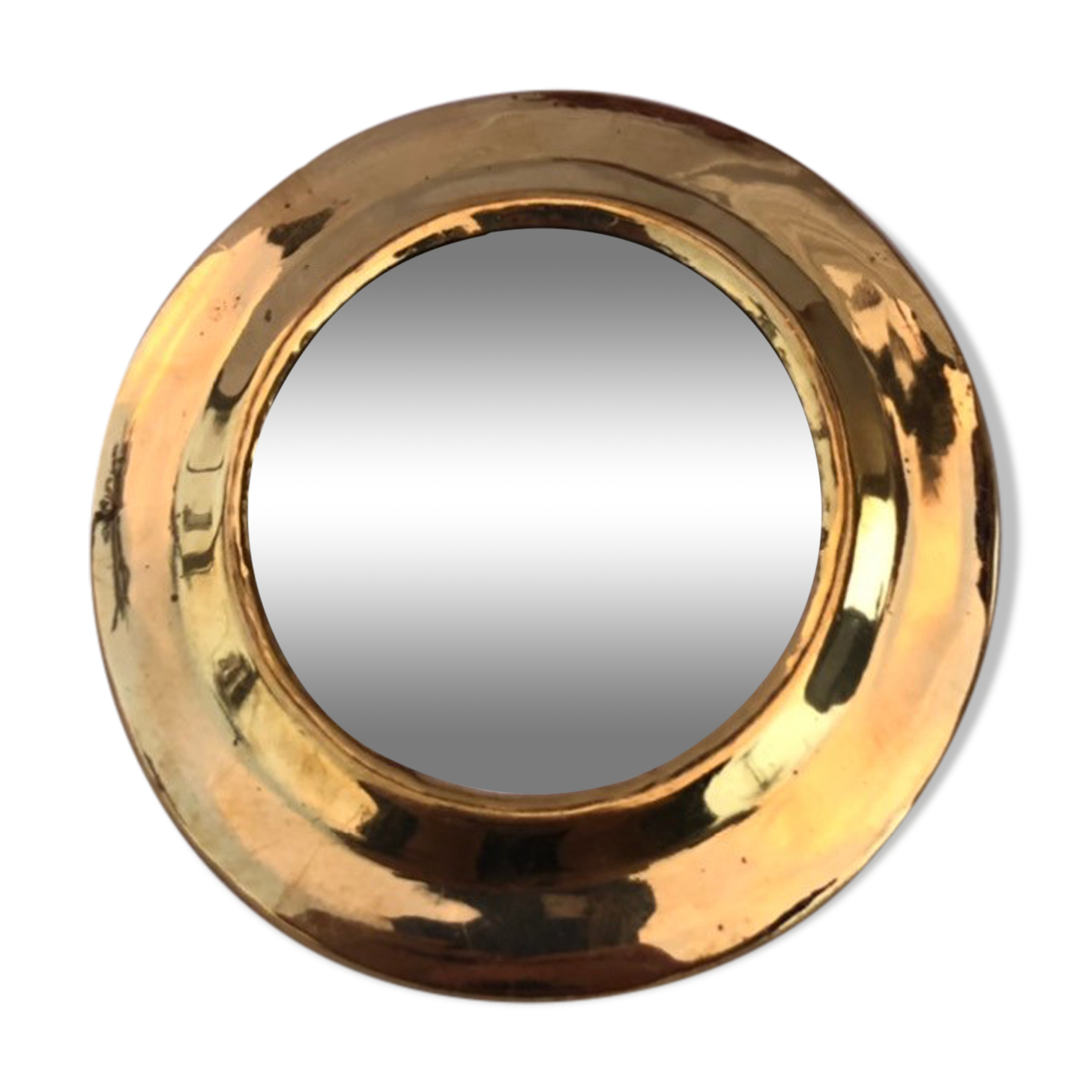 Moroccan round brass mirror