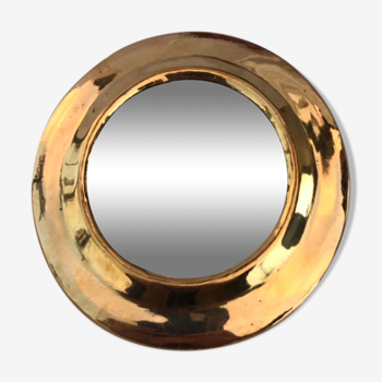 Moroccan round brass mirror