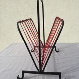 OLD MAGAZINE HOLDER VINTAGE BOOKS 50/70' WROUGHT IRON SCOUBIDOU