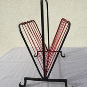 OLD MAGAZINE HOLDER VINTAGE BOOKS 50/70' WROUGHT IRON SCOUBIDOU