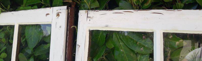 Lot of 4 oak windows H141xL112/117cm old small panes