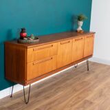 Retro Teak 1960s Long Meredew Sideboard On Hairpin Legs