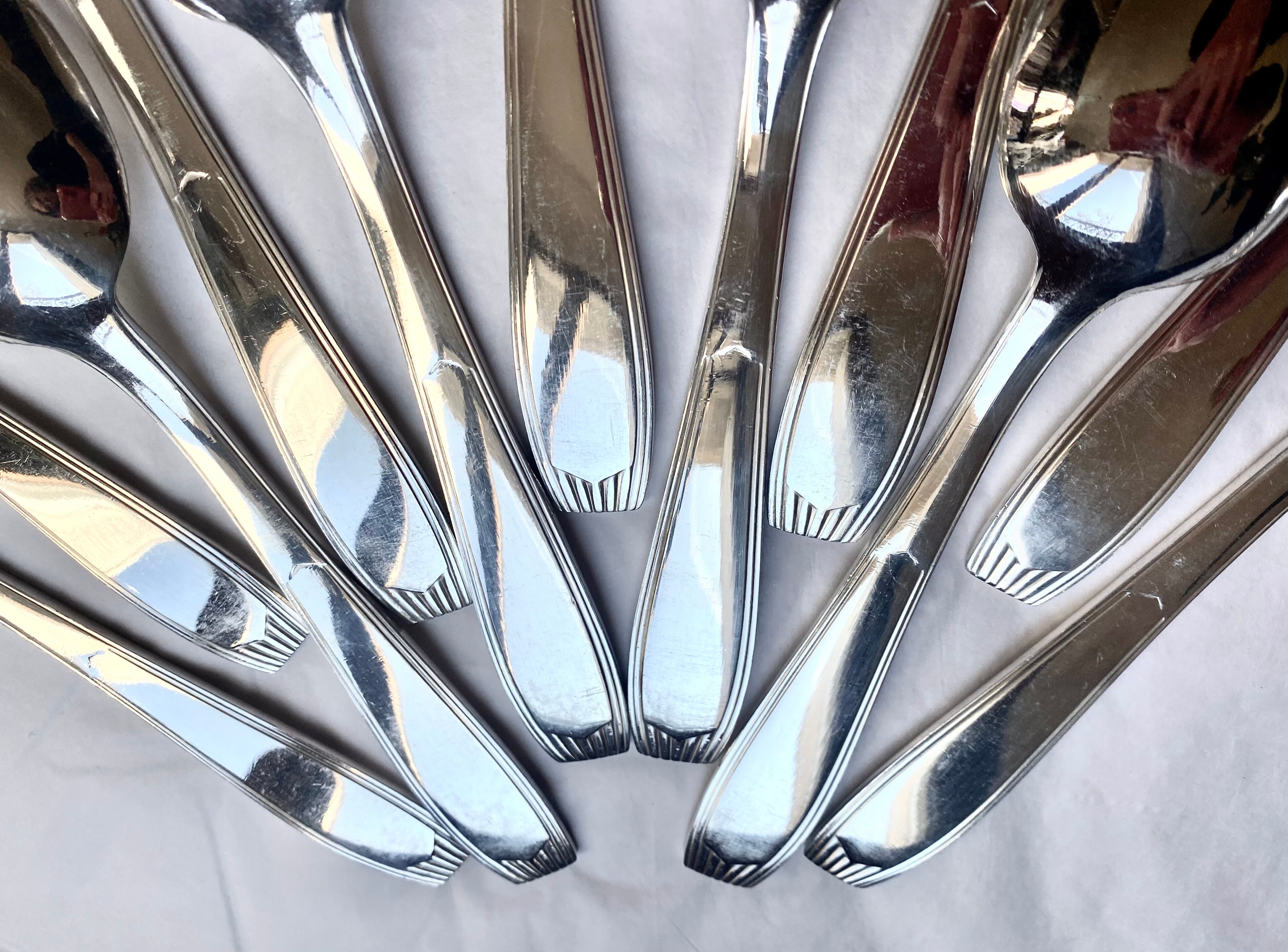 Christofle cutlery set - 11 fourchettes de table et 11 cuillères à soupe - Art déco - Métal argenté