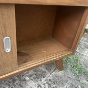 Meuble tv, bibliothèque basse vintage pieds compas
