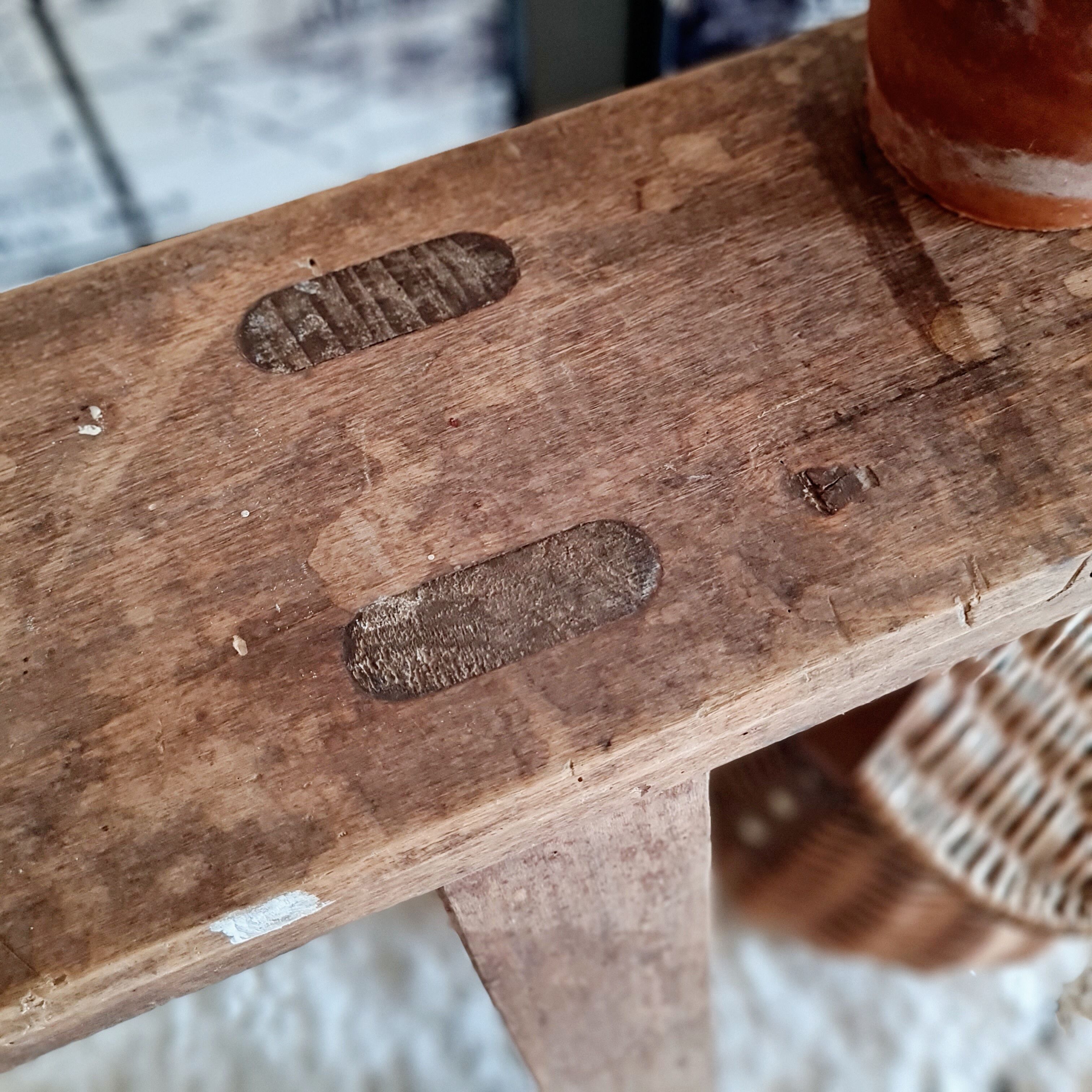 Old wooden farmhouse bench