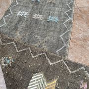 Moroccan silk hallway rug with cactus pattern: handwoven