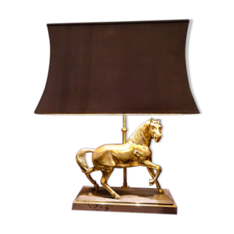 Golden bronze horse table lamp - 1970