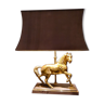 Lampe de table cheval en bronze doré 1970