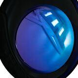 Modern Sculptural Concave Black and Blue Handmade Glass French Mirror