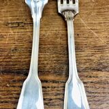 6 Ercuis Filet Chinon table forks in silver metal