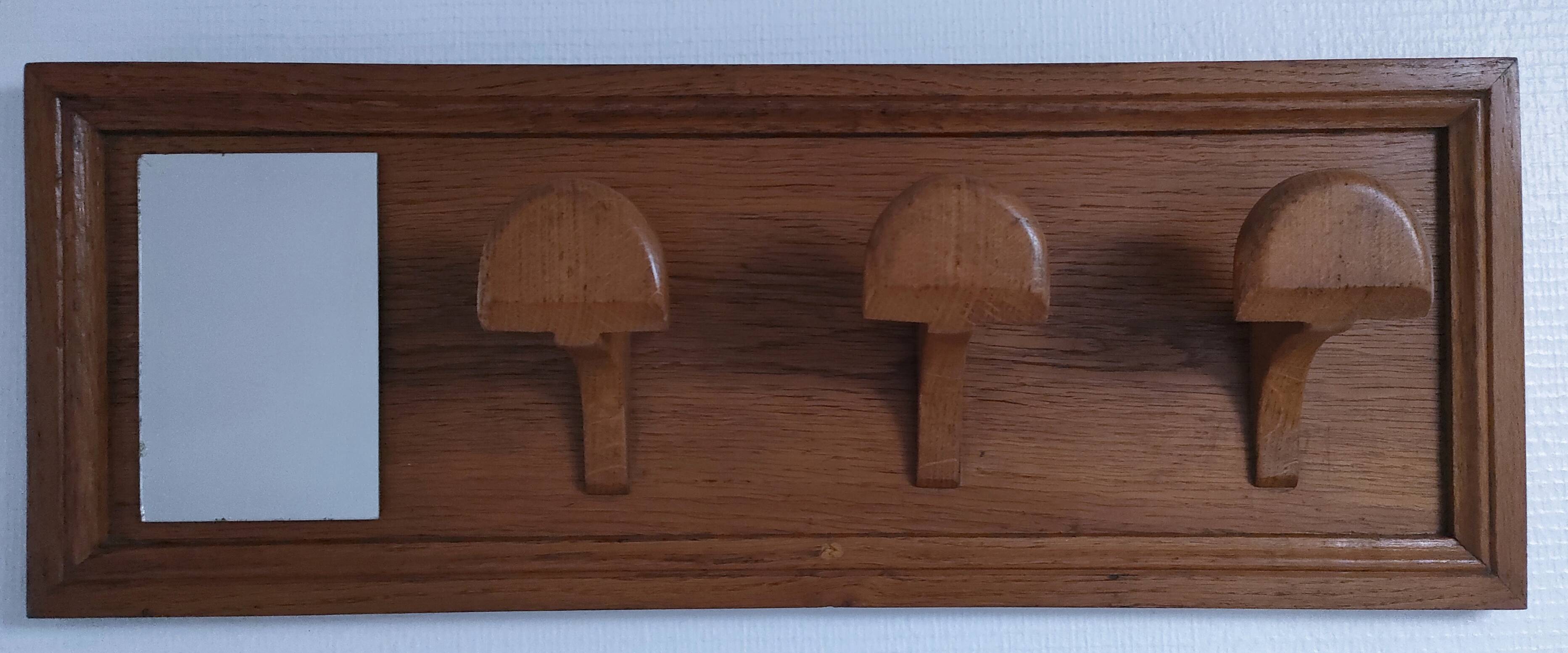 wall coat rack solid oak vintage mirror