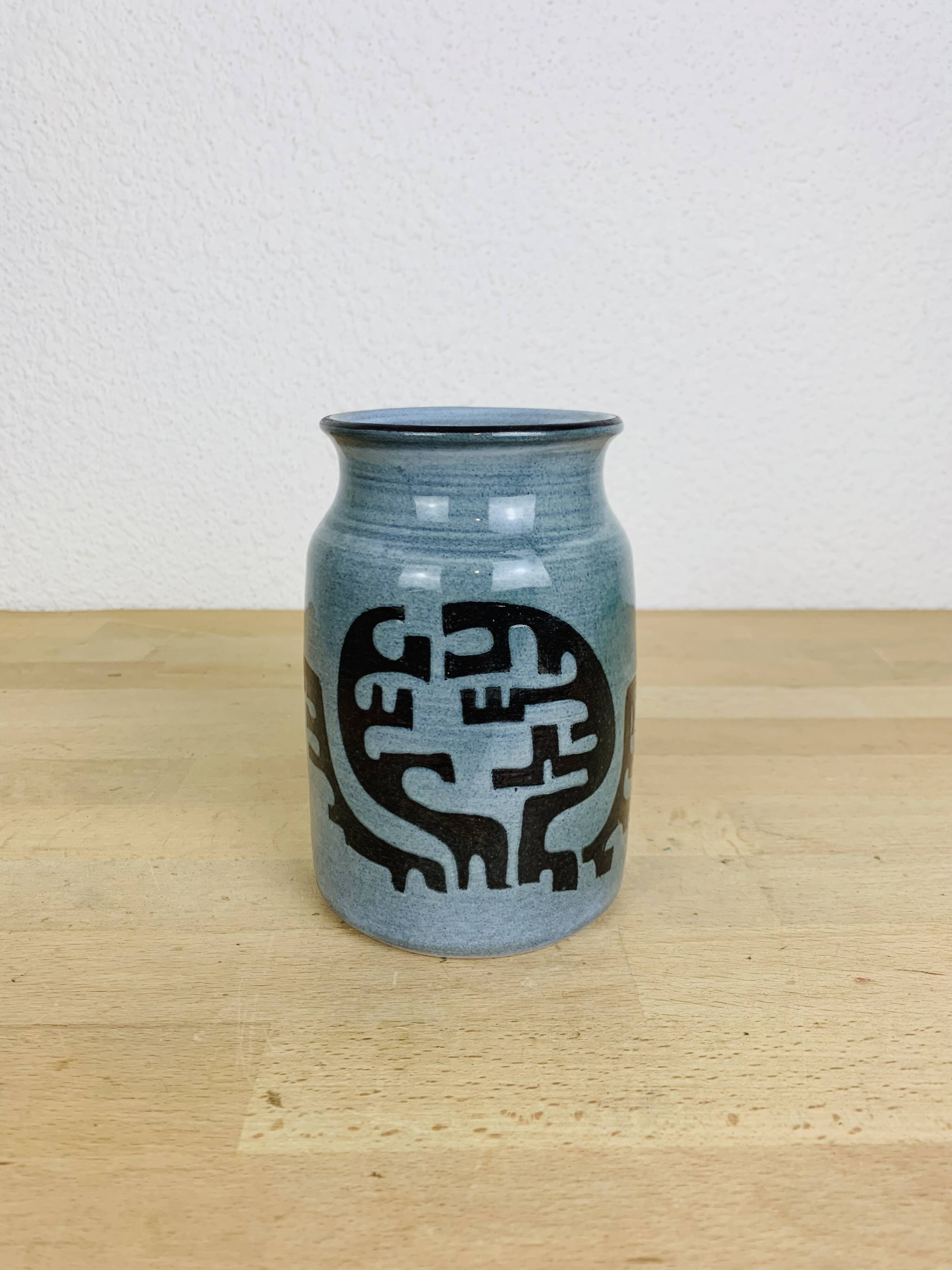 Vintage 60s ceramic vase, abstract patterns