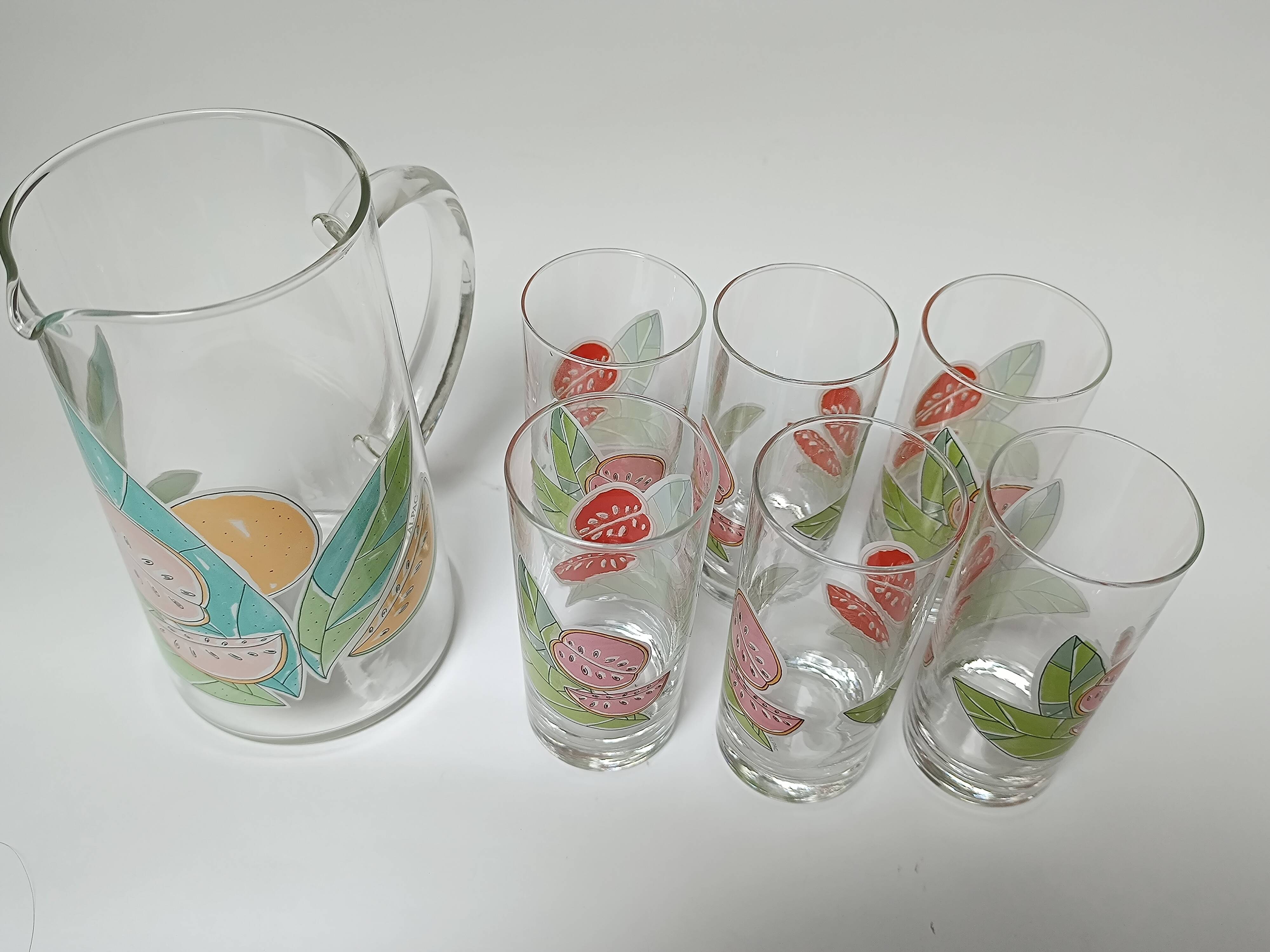 6 verres + carafe à orangeade