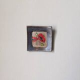 Handmade ceramic wall hanging poppies bohemian country decoration frame