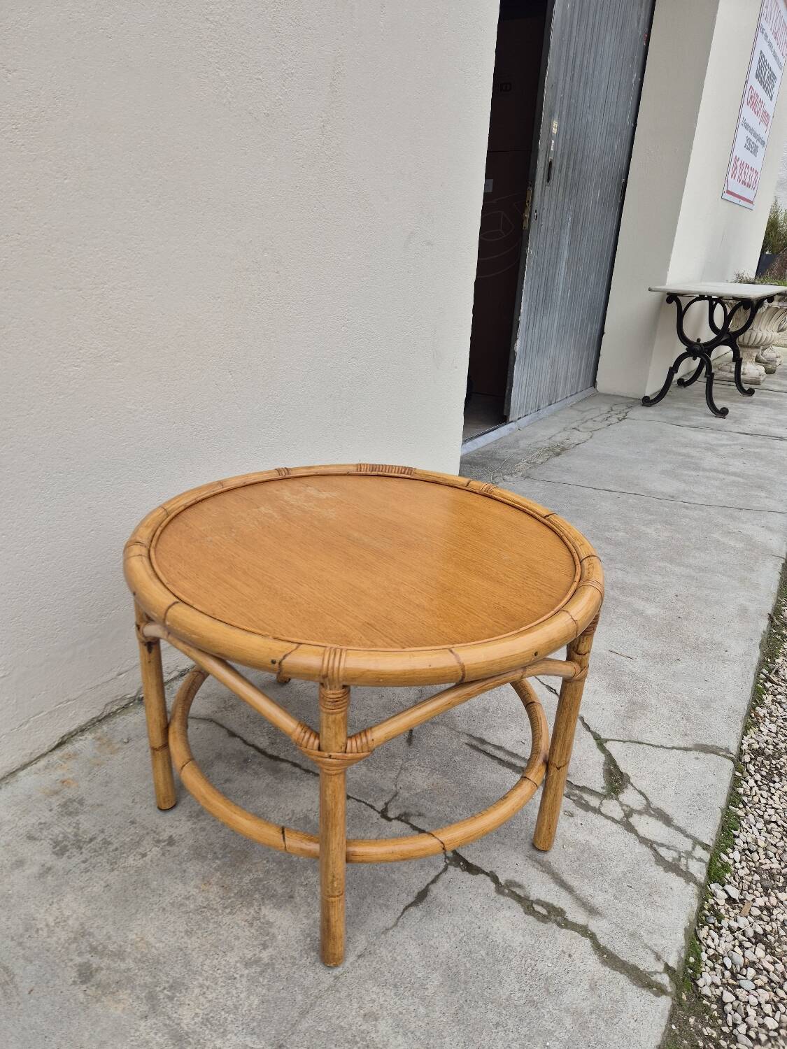 Vintage 1960s rattan coffee table