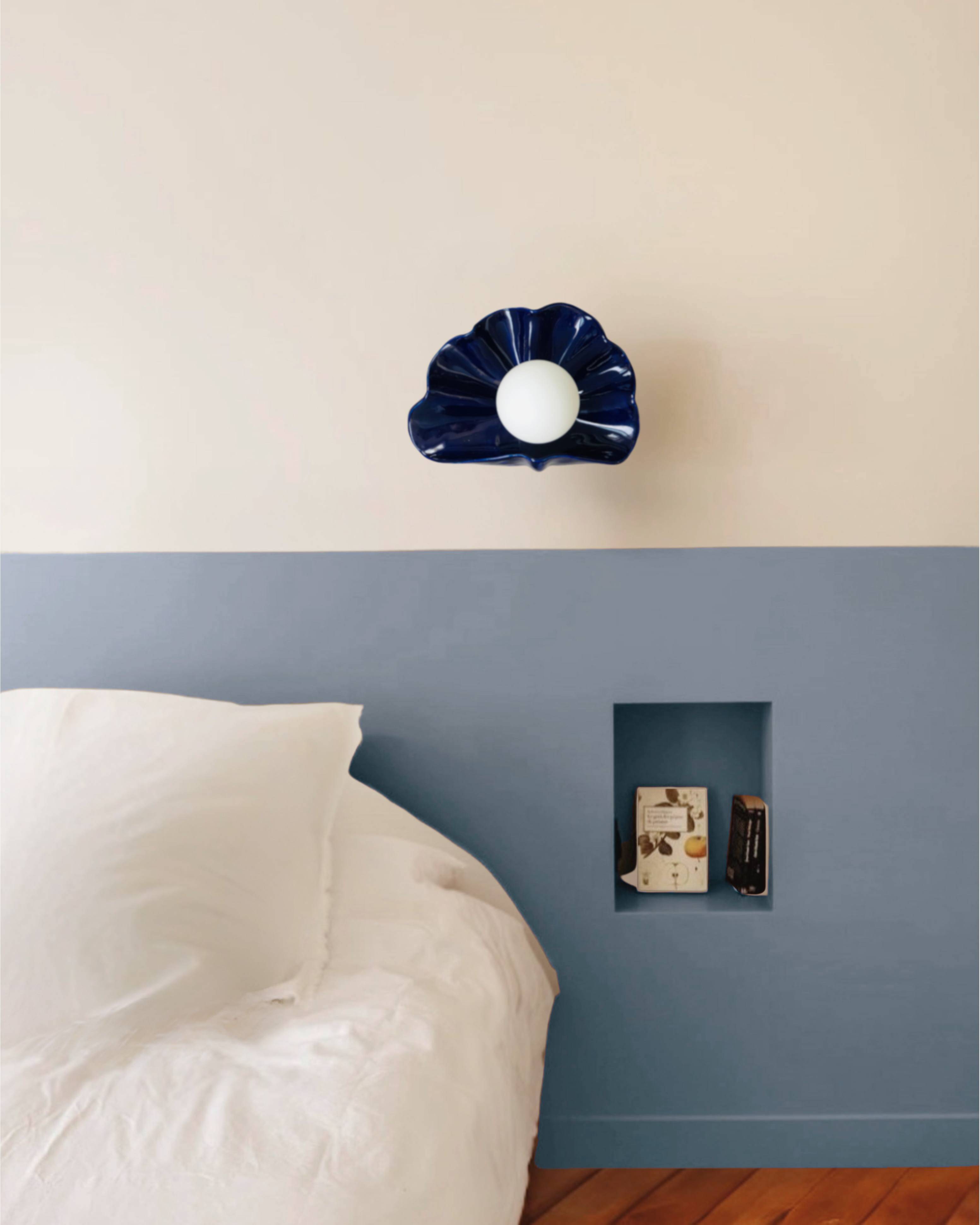 Square Ceramic Wall Light Coco - Concha Blue of Sèvres