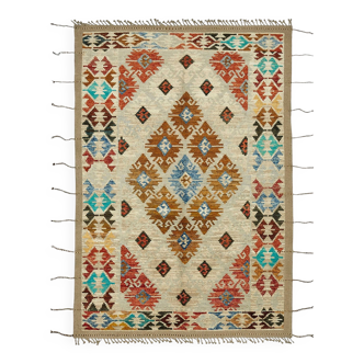 Handwoven Tribal One of a Kind 212 cm x 308 cm Multicolor Wool Carpet