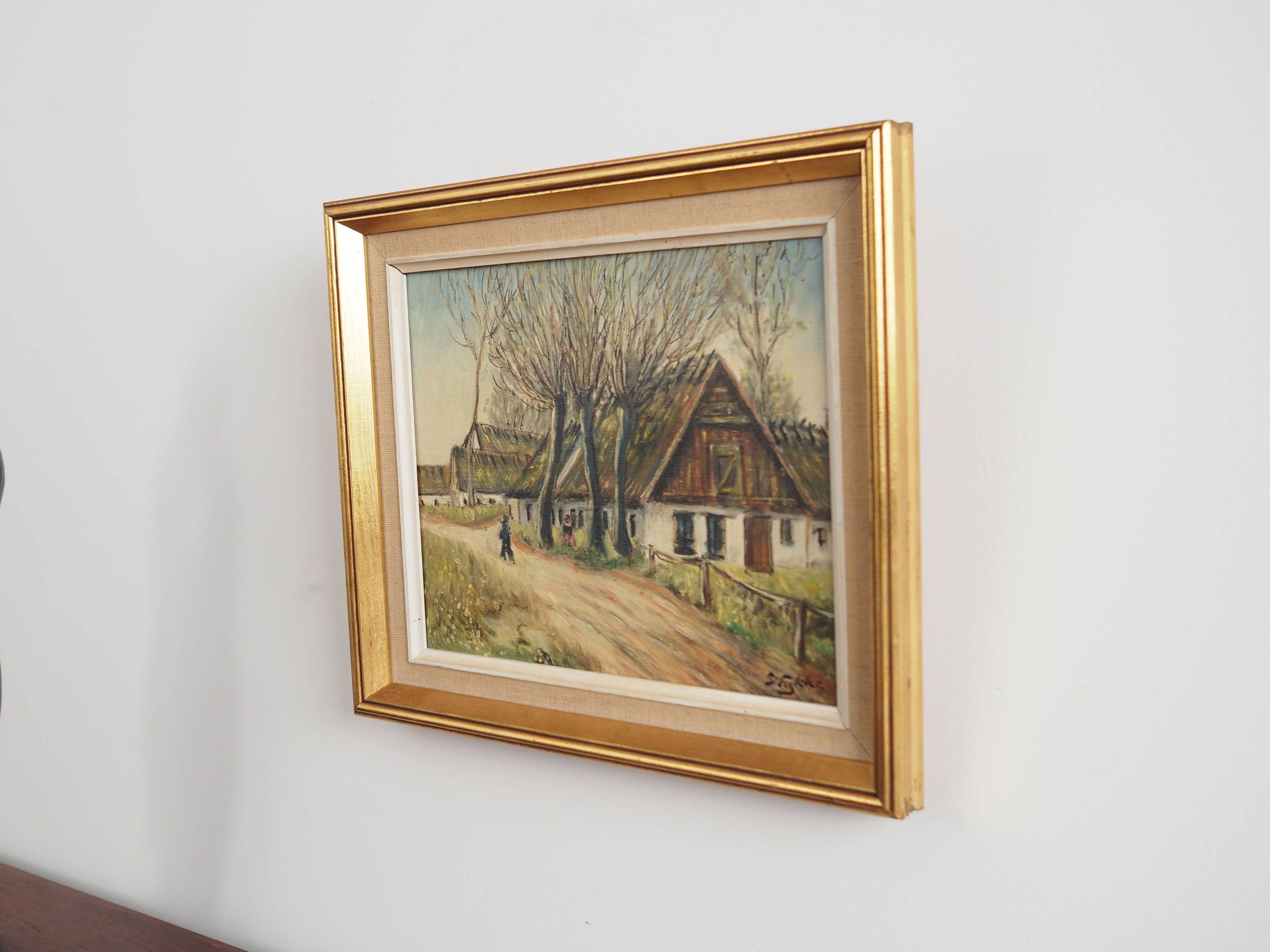Painting „The Farm under the Willows”, Scandinavian design, 1960s