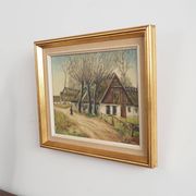 Painting „The Farm under the Willows”, Scandinavian design, 1960s