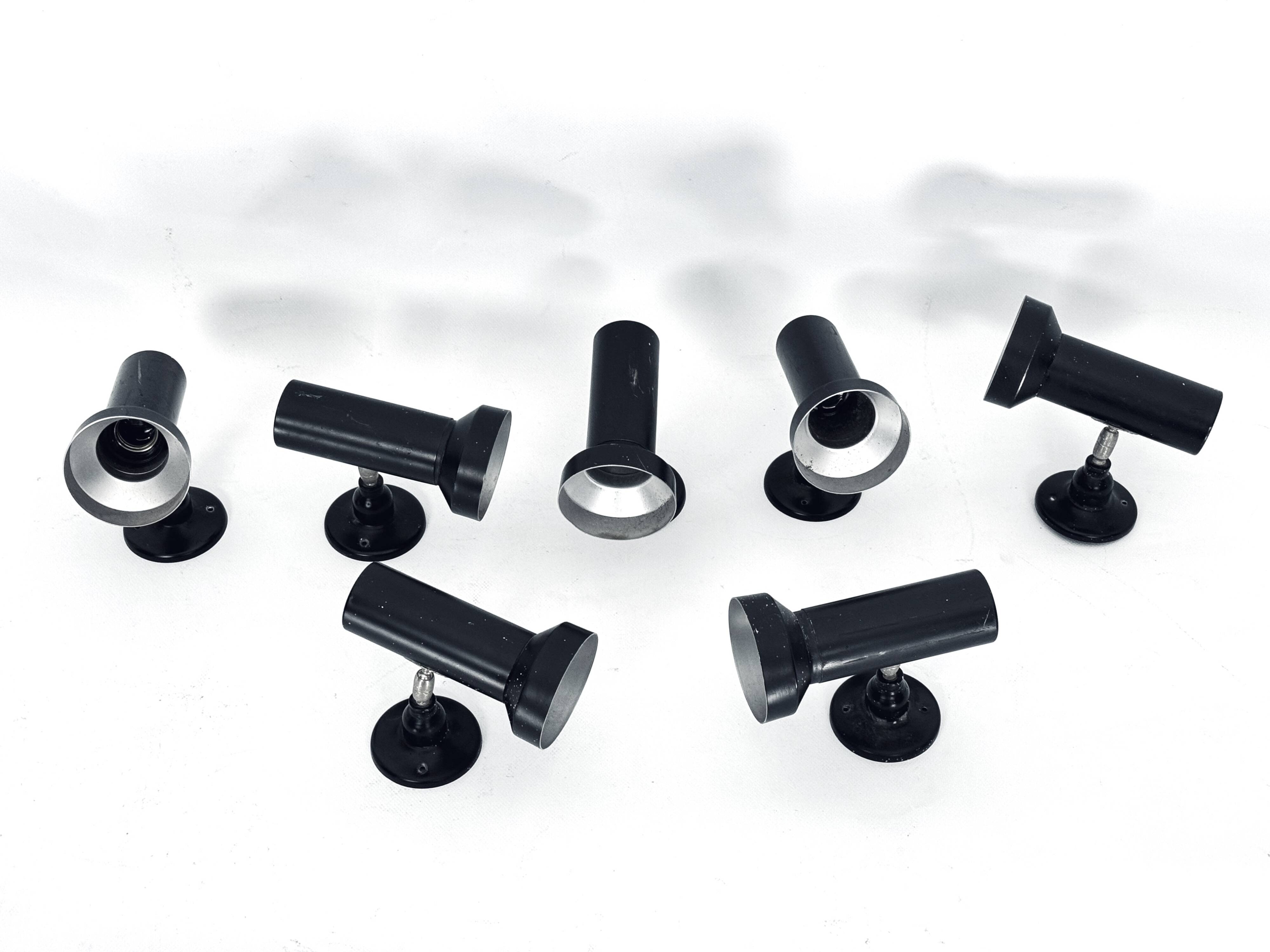 Mid-Century Set of Seven Italian spotlights from 60s