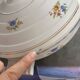 Vintage soup tureen with Art Deco flowers, opaque porcelain, Versailles.