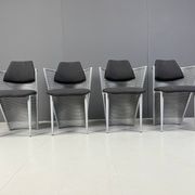 Chaises de salle à manger en métal postmodernes, années 1980
