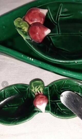 Decorative earthenware set with radish motif – vintage