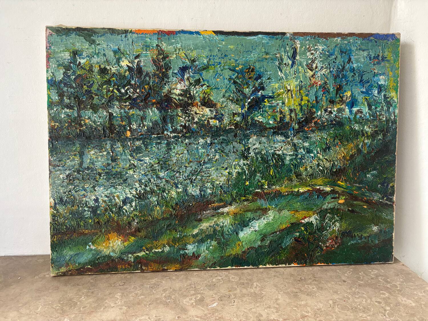 Lakeside landscape signed