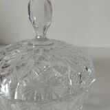 Large vintage pressed glass candy box – diamond pattern