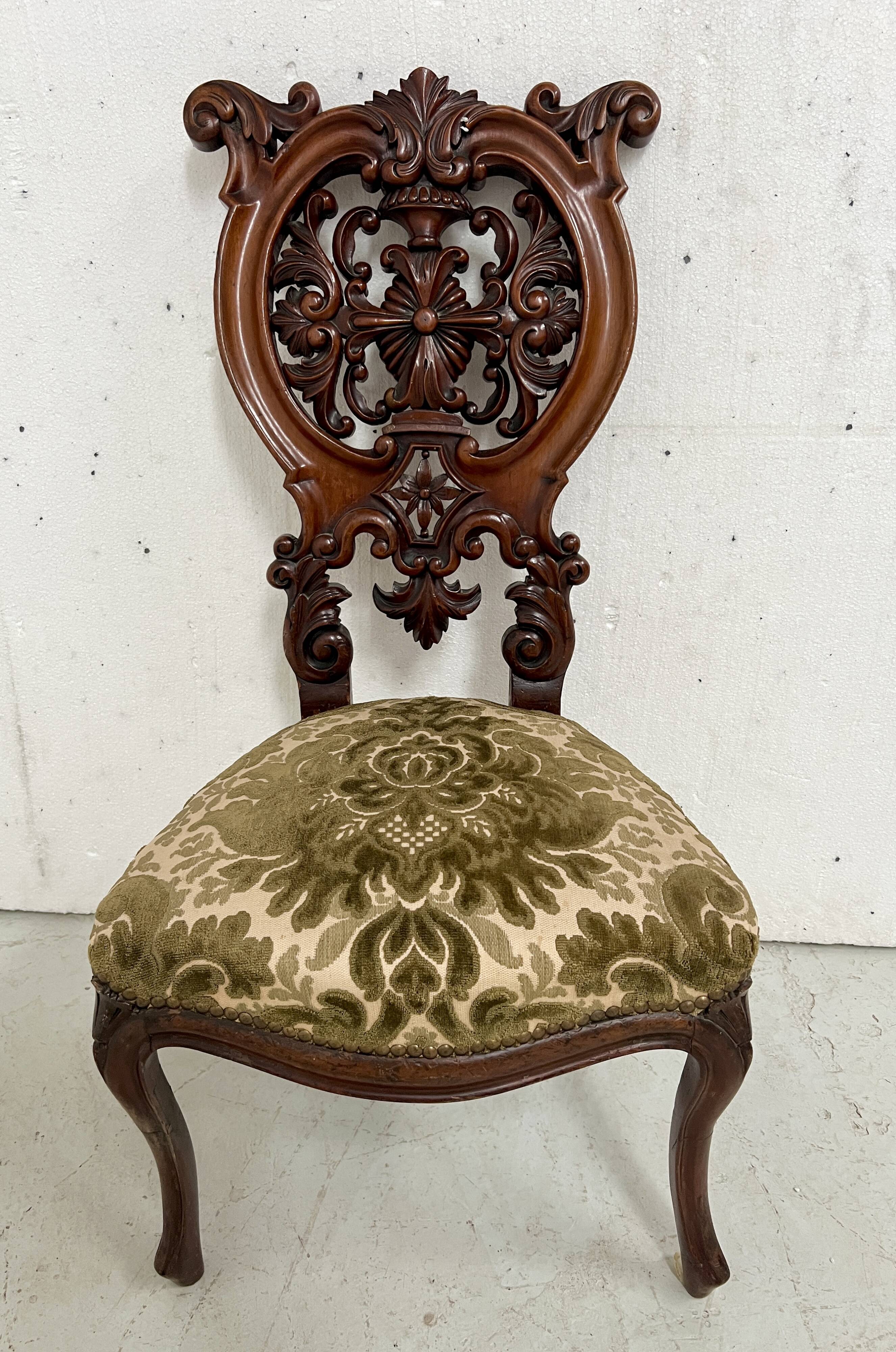 Chaise Chauffeuse d'époque Napoléon III en Acajou XIX siècle