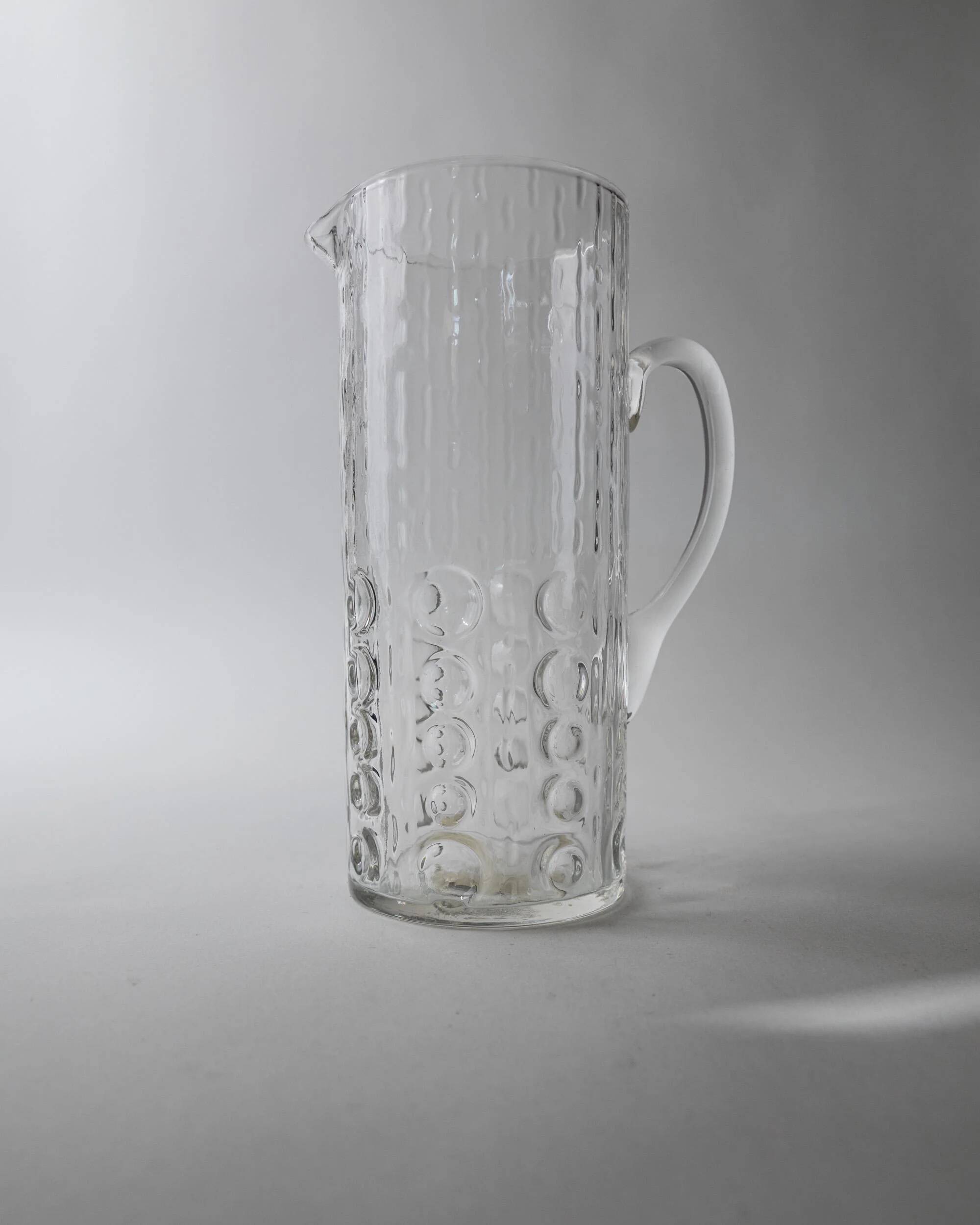 Vintage glass bubble-blown jug from the 1970s.