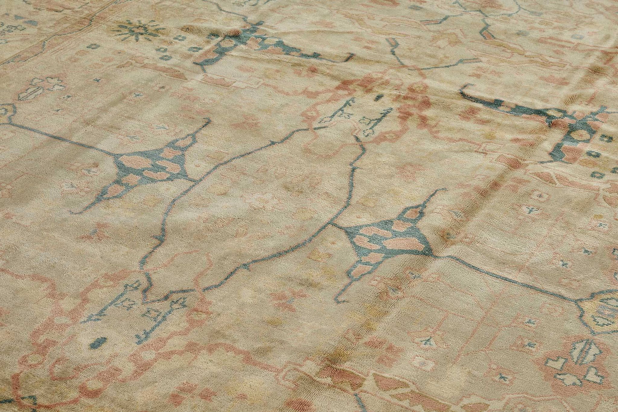Turkish Handknotted Wool Oushak Rug 270 cm x 370 cm