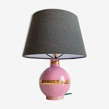 Lamp ball in ceramic pink and gold 1930