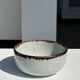 Small white glazed ceramic bowl black edges