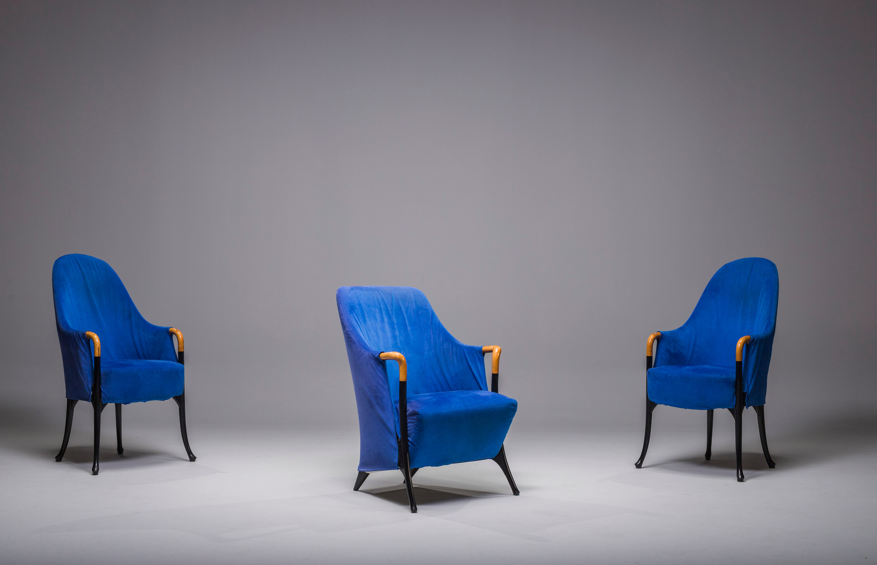 Italian alcantara project Armchairs by Umberto Asnago for Giorgetti/Progetti, 1980s