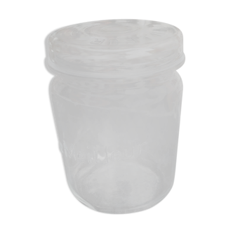 Old thick glass jar "The Best" 10cm diameter