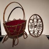 Old vintage rattan basket worker