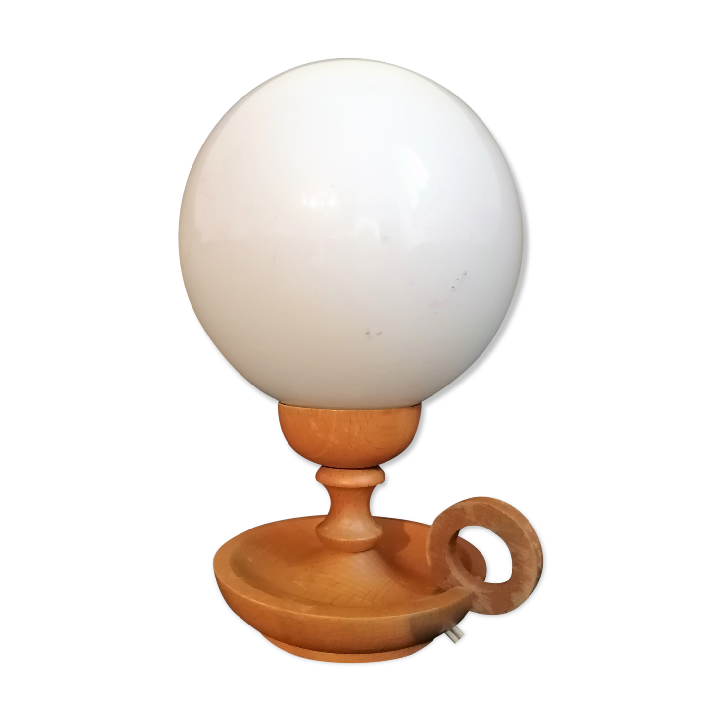Lamp night light wood and glass vintage Scandinavian design