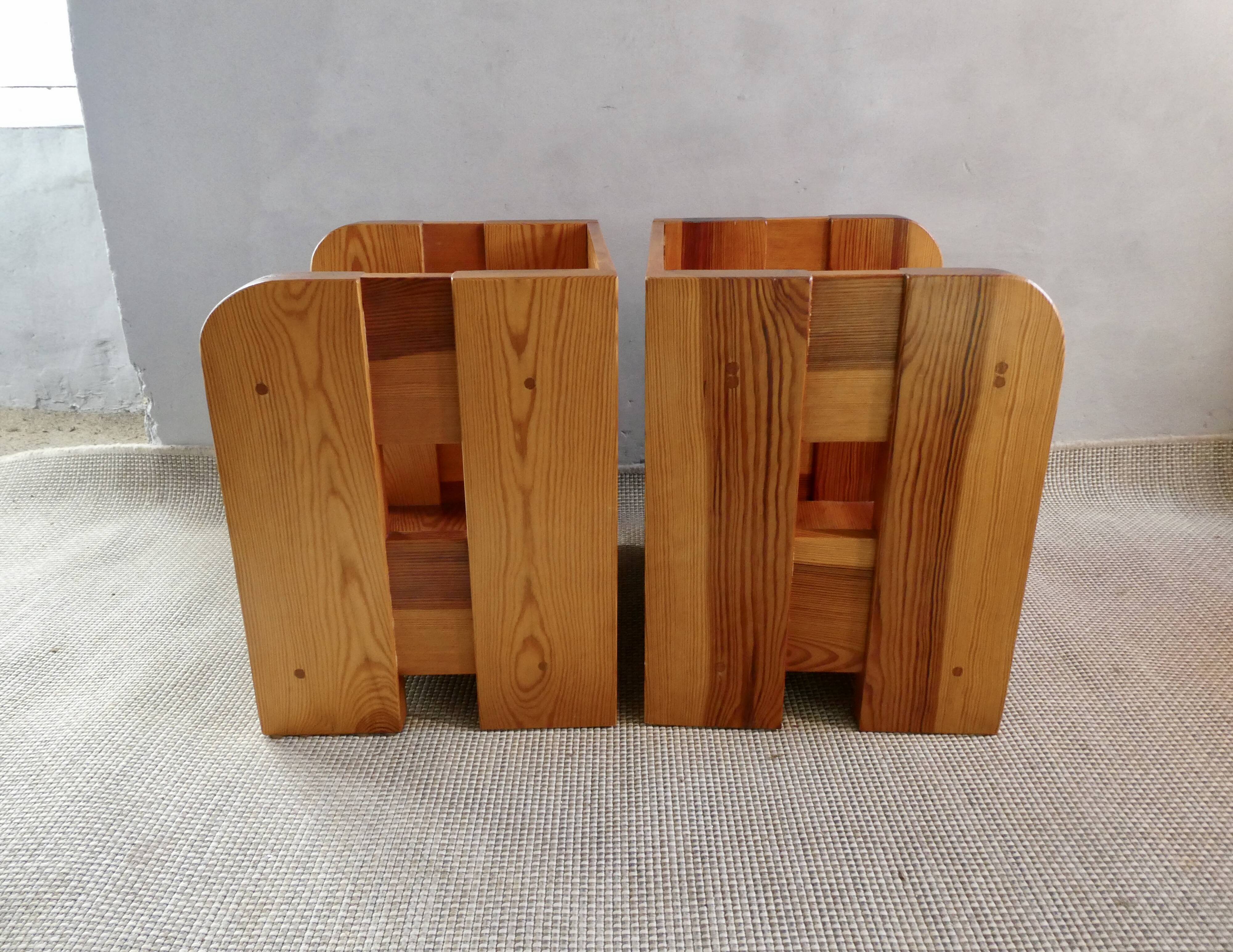 Pair of solid pine bedside tables