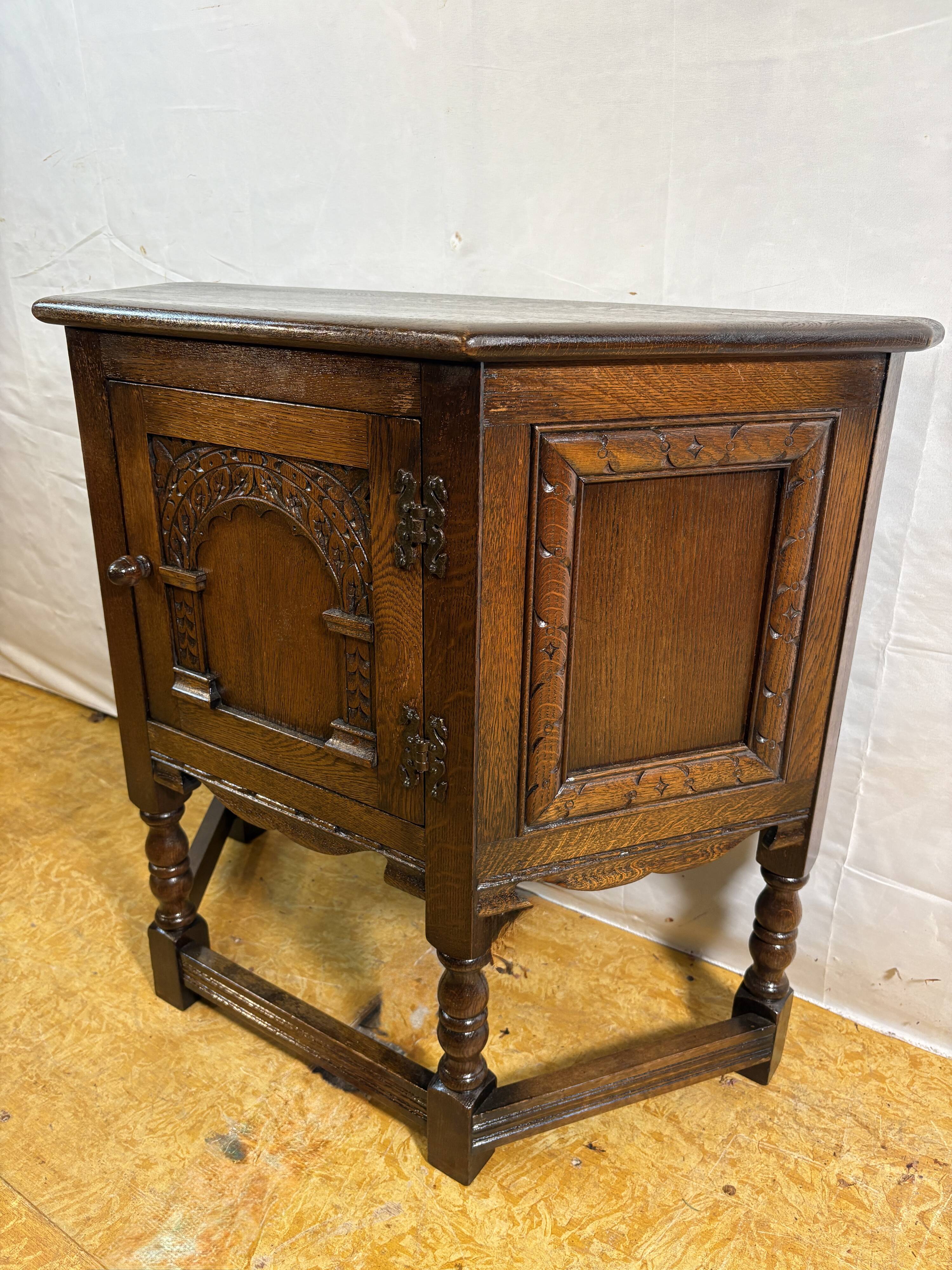 Vintage Old Charm Furniture Canted Side Cabinet English Country House  1970