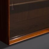 Teak wall cabinet with sliding glass doors