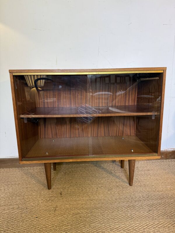 Enfilade vitrée vintage en placage de teck