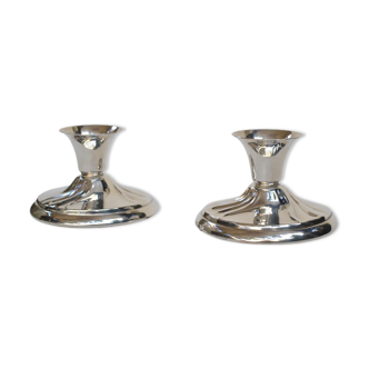 Pair of silver metal bougeoirs