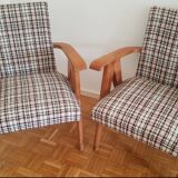 Paire de fauteuils en chêne massif, années 50