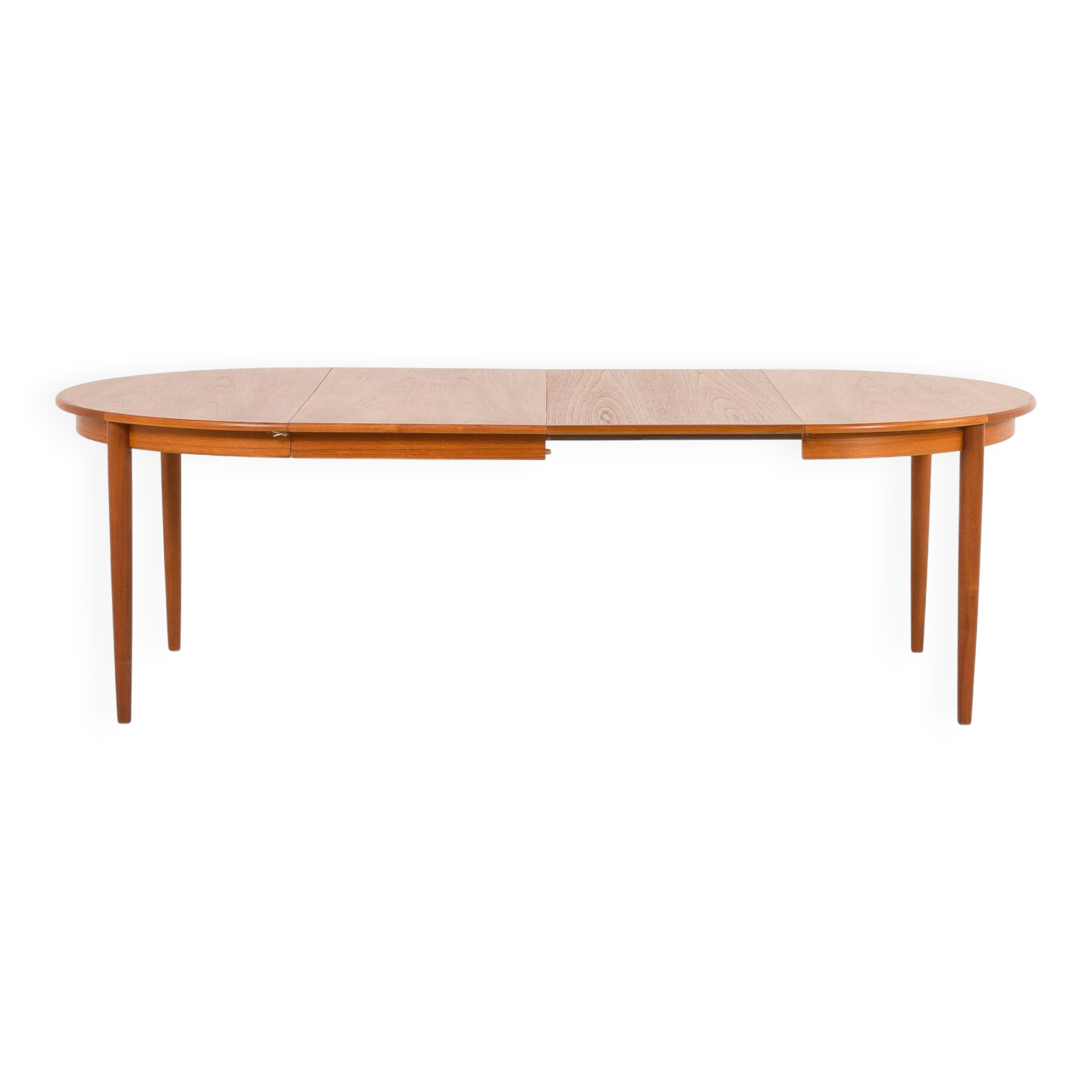Danish round teak expandable table with 2 leaves, 1960s