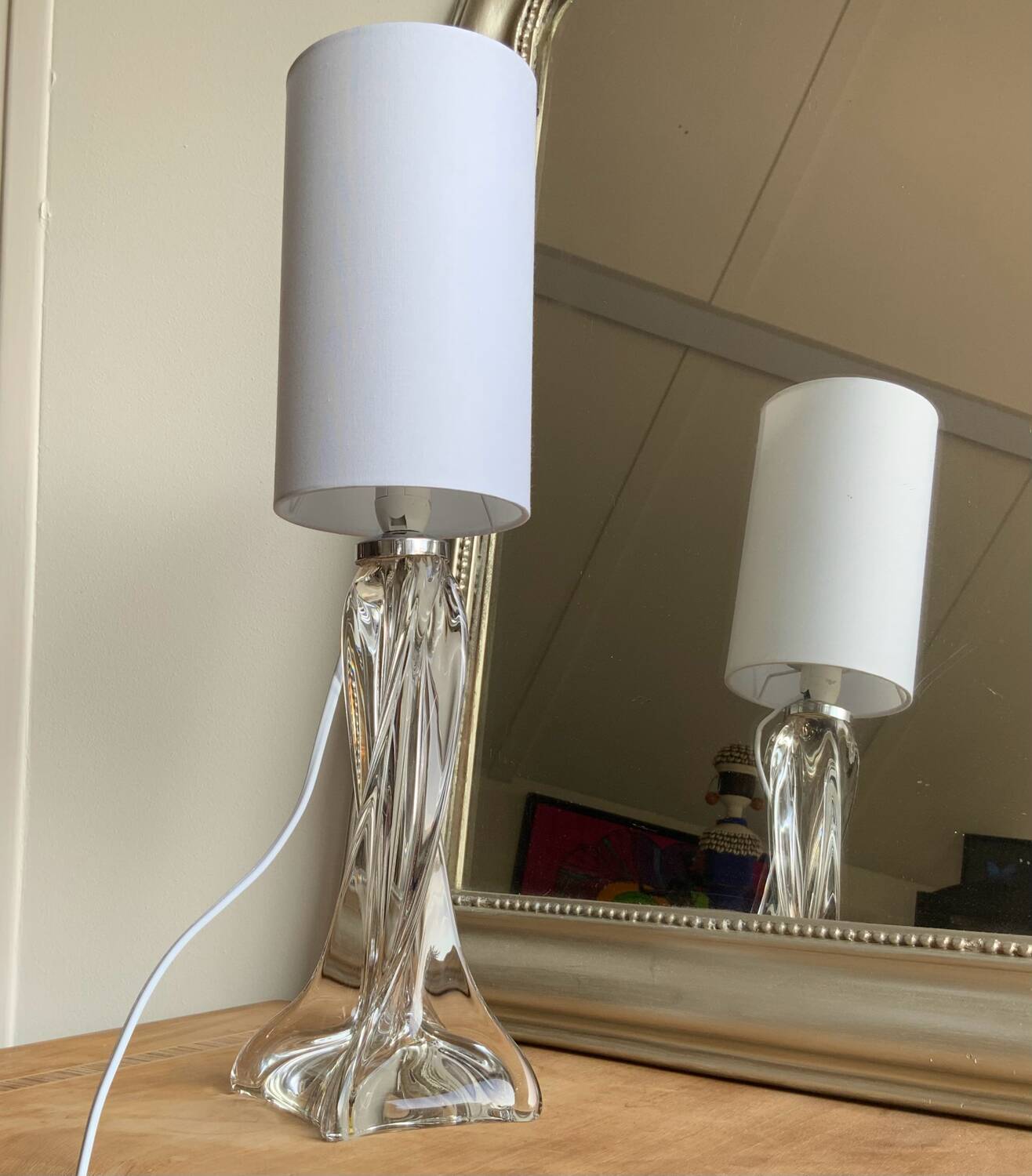 Vintage twisted crystal lamp, 25 cm, newly rewired • Decorative