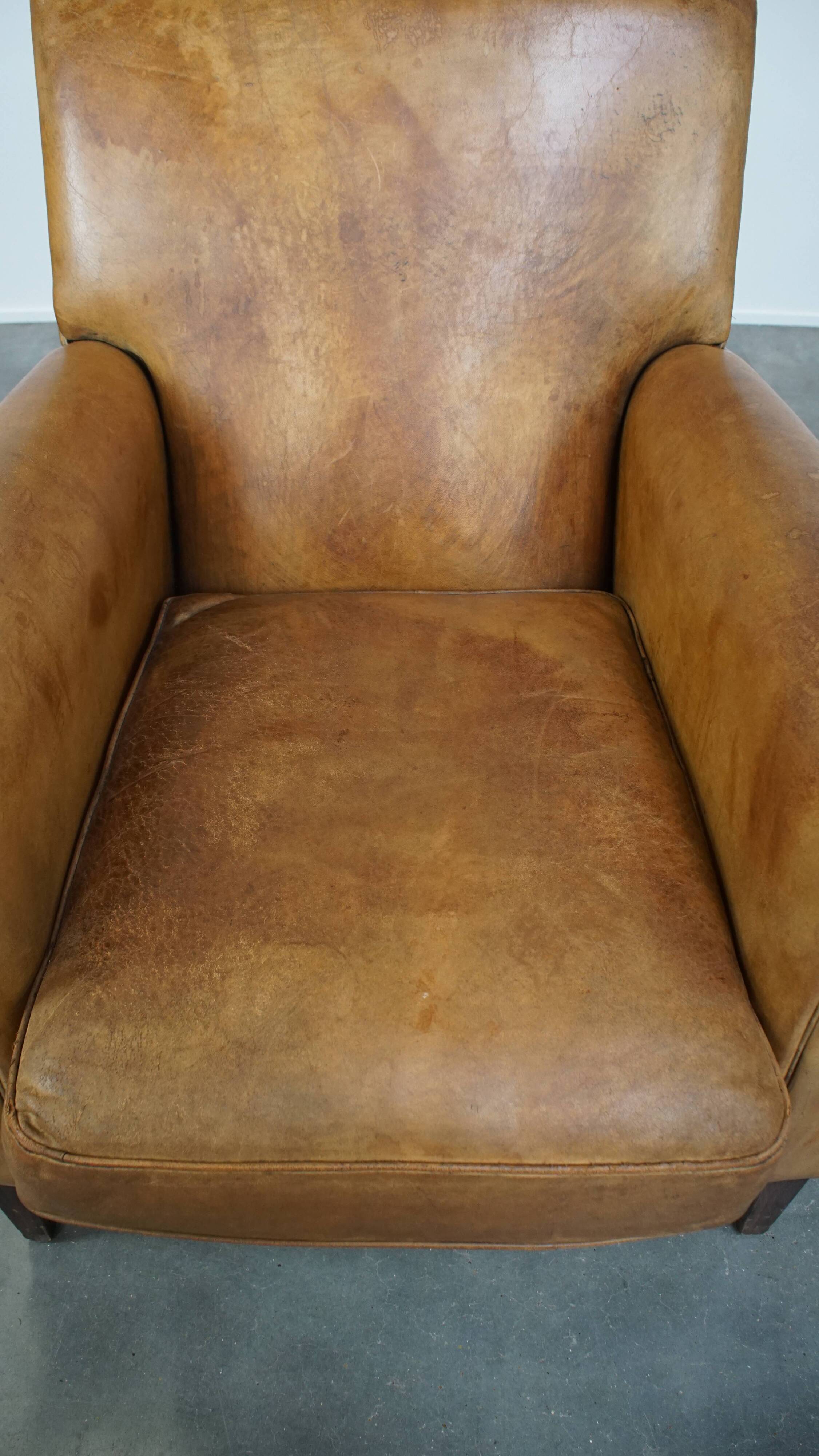 Vintage sheepskin leather armchair