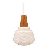 Suspension en verre blanc et teck, Danemark 1970-1980